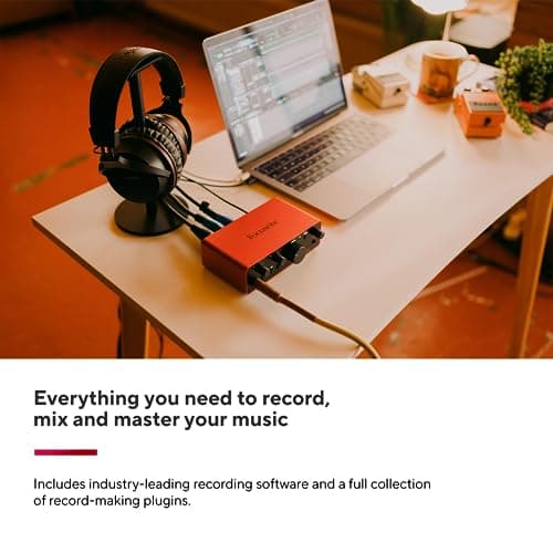 Focusrite Scarlett Solo 4th Gen USB Audio Interface, for the Guitarist, Vocalist, or Producer — High-Fidelity, Studio Quality Recording, and All the Software You Need to Record