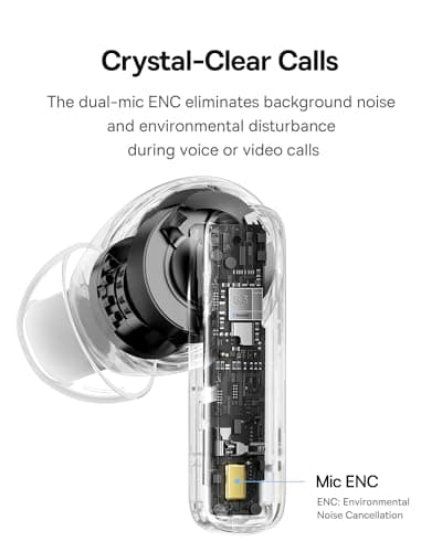 Baseus E20 True Wireless Earbuds, 12mm Drivers with Powerful Bass, 33H Long Playtime, IPX5 Water-Resistant, 2 ENC Mics for Clear Calls, Bluetooth 5.3 Headphones in-Ear Ear Buds