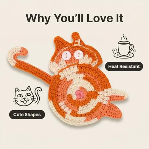 Drink Coaster | Cat Gifts for Cat Lovers,Fun Woven Creative Coasters,Cute Coffee Coaster for Home Decor Tabletop Protection Suitable for Kinds Cups (3PC)