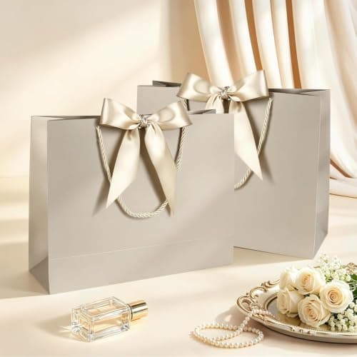 JMANNI Gift Bag, 1PCS Gift Bags Large with Ribbon and 1 Greeting Cards 2 Tissue Paper, Portable Paper Gift Bag with Handles, Birthday Gift Bags,Present Bags for Wedding Party Mothers Day