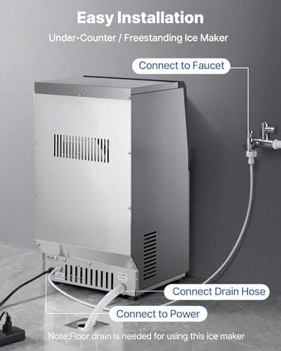 VEVOR Commercial Ice Maker Machine, 265 lbs/24h with 85 lbs Storage Capacity, Built-in/Freestanding/Under Counter, Stainless Steel Ice Maker with LED Display & Self-Cleaning, for Home Bar Restaurant