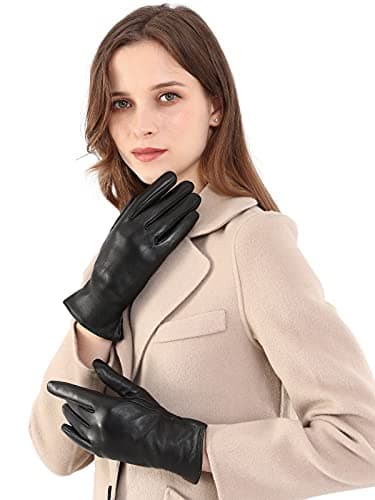 Vislivin Full-Hand Womens Touch screen Gloves Genuine Leather Gloves Warm Winter Texting Driving Glove