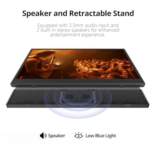 Anyuse Portable Monitor 15.6 Inch 1080P USB-C HDMI Ultra-Slim Travel Monitor with Kickstand, for Laptop, PC, Mac Phone, PS, Xbox, Swich IPS Ultra-Thin Zero Frame Gaming