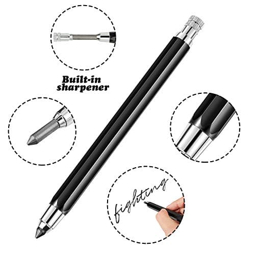Outus 3 Pcs 5.6 mm Lead Holder Mechanical Pencils Sketch up Automatic Clutch Graphite Pencil with Built-in Sharpener Lead Pencil For Construction, Draft Drawing, Crafting, Art Sketching(Black)