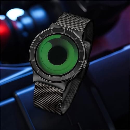 MASTOP Watches for Men Fashion Creative Liquid Movement Original Design Starry Sky Vortex Watch Men Steel Mesh Men's Watch Clock Round Unique Wristwatch Minimalist Gradient Color