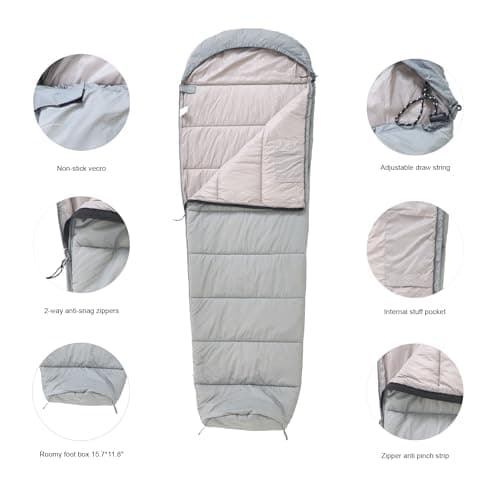 Lightweight Mummy Sleeping Bag 2.87lbs, Backpacking Sleeping Bag 42℉-55℉, Nylon Shell and Lining, Compact, Ultralight Sleeping Bag for Backpacking Camping Hiking