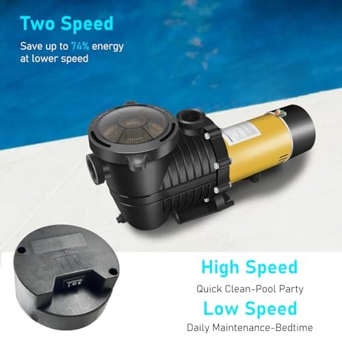 2.0HP Two Speed Energy Saving Pool Pump for In/Above Ground Pools - 230Vac 6600/2640GPH - Swimming Pool Motor with 1.25" & 1.5" & 2.0" pipe adapters - Centrifugal pumps