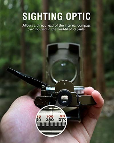 Eyeskey Multifunctional Military Sighting Navigation Compass with Inclinometer | Impact Resistant & Waterproof Compass for Hiking, Camping