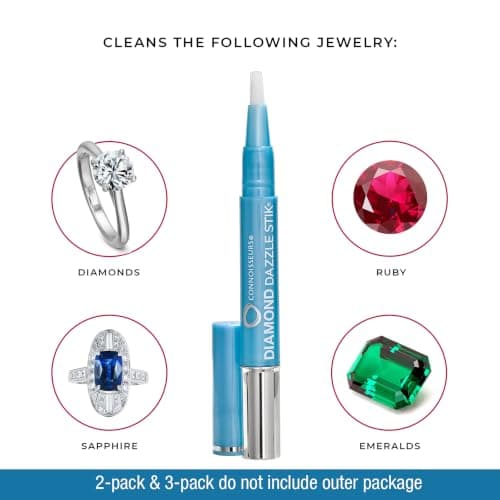 CONNOISSEURS Diamond Dazzle Stik - Portable Diamond Cleaner for Rings and Other Jewelry - Bring Out The Sparkle in Your Diamonds and Precious Stones