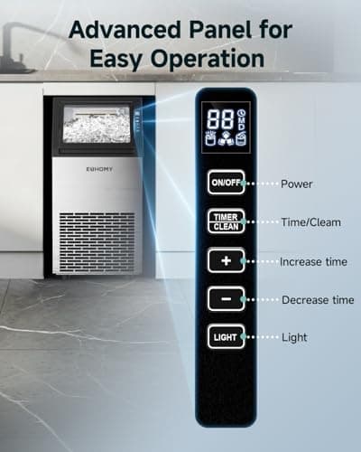 EUHOMY Commercial Ice Maker Machine,120lbs/24H Stainless Steel Under Counter Ice Machine with 33lbs Storage Bin, Freestanding Ice Maker for Home/Bar/Cafe/Restaurant