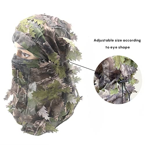EAmber Ghillie Camouflage Leafy Hat 3D Full Face Mask Headwear Turkey Camo Hunter Hunting Accessories