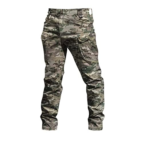 tobchonp Mens Cargo Pants Water Resistant Relaxed Fit Hiking Work Pants Multi Pockets Ripstop Flex Baggy Camo Tactical Pant