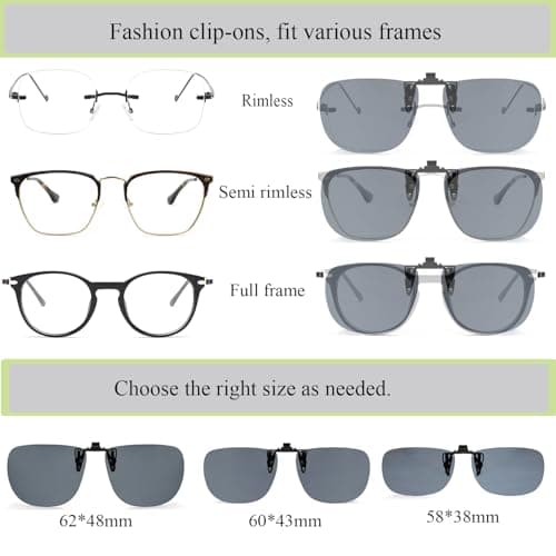 MONICE Fishing Clip on Flip up Polarized Sunglasses Fit Over Prescription Glasses Driving UV Protection Gift Men Women