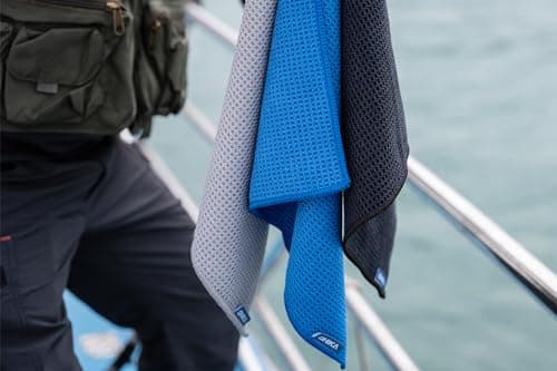 Reinforced eyelet withstands up to 15kg of pulling force, waffle towel for effective cleaning of fishing gears or dirty hands Microfiber Fishing Towel with Reinforced Eyelet, 16" x 16", 3 Pack B0CKWHFBMC