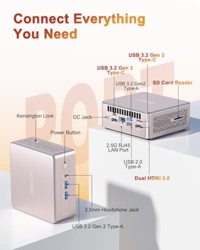 GEEKOM A5 Mini PC with AMD Ryzen 5 7430U, 3-Year Coverage, 16GB RAM(Upgradable, Not LPDDR)&512GB M.2 NVMe SSD, Windows 11 Pro Desktop Computer Support 8K/Wi-Fi 6/BT 5.2/USB 3.2/SD Slot/6x USB