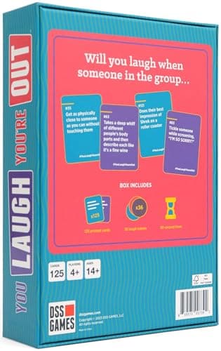 You Laugh You're Out A Party Game with Hilarious Charades Family Card Games for Adults & Kids, 125 Prompt Cards Fun Card Games for Family Game Nights, Gatherings, & Parties Ages 14+