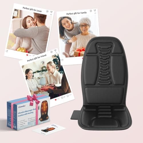 Back Massager with Heat, Massage Chair Pad with 5 Modes & 2 Heat Levels for Back & Thighs, Back Massage Pad for Office & Home Chairs, Matte Black