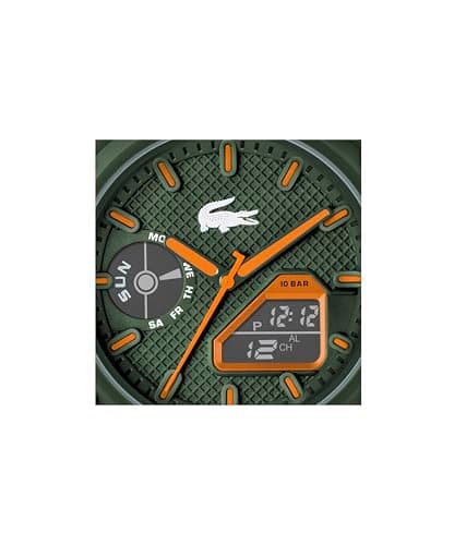 Lacoste LC33 Men's Analog-Digital Watch – TR90 Case, World Clock, Stopwatch, Alarm, Backlight, Textured Silicone Strap, Premium Fashion Timepiece - Gift for Him - 45mm