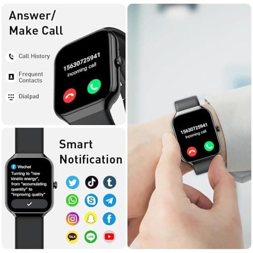 Smart Watch(Answer/Make Call), 1.96" HD Smartwatch for Men Women, 2025 Fitness Watch with 110+ Sport Modes/Heart Rate/Sleep Monitor/Pedometer, IP68 Waterproof Fitness Activity Tracker for Android iOS