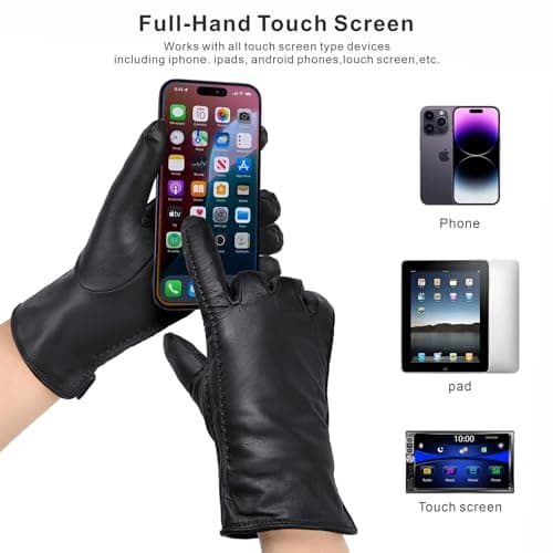 Harssidanzar Womens Winter Warm Lining Lambskin Leather Gloves Touchscreen Texting Warm Driving Gloves HL001US