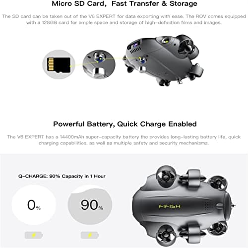 FIFISH M100A Industrial Case Mini Rov Underwater Drone with 4K Camera Submarine Diving 14400mAH VR Underwater Robot Arm for Pipeline Inspection Fishery