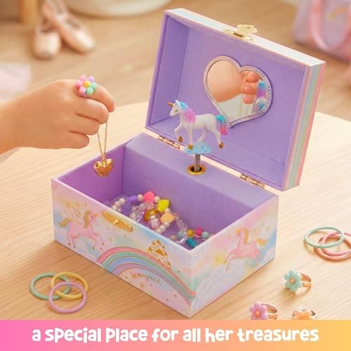 Music Boxes for Little Girls, Toddler Jewelry Box for 4 Year Old Kids, Toys for Toddlers, Birthday Gifts for Kids 5-9 Years Giggle & Honey® Musical Unicorn Jewelry Box for Girls B0CHKLZ7PJ