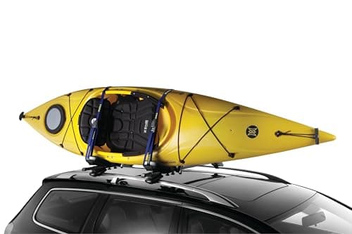 Thule HullaPort Pro - Rooftop Kayak Carrier - Foldable J-Cradle - 75lb Load Capacity - Includes 2 Bow & Stern tie Downs & 2 Straps - Fits Most roof Racks