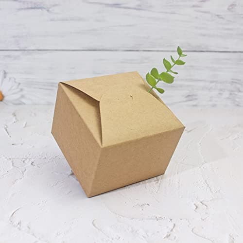 Empty Paper Boxes for Cookies, Candy, Chocolate, Craft, Candle, Gift Giving, Birthday, Parties, Holiday, 4.75 X 4.75 X 3.53 WEWILUCK Brown Box for Presents, 10 Pack Small Kraft Gift Boxes with Ribbon B09M3L1L2J