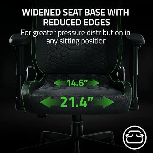 Razer Iskur V2 X Ergonomic Gaming Chair: Built-in Lumbar Support - Widened Seat Base - High Density Foam Cushions - Adjustable 152 Degree Recline - 2D Armrests - Plush Fabric Finish - Black