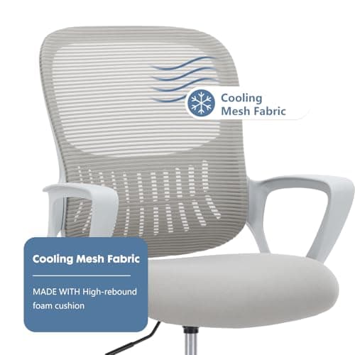 DUMOS Drafting Chair - Ergonomic Tall Office for Standing Desk, Counter with Height Adjustable and Comfortable Lumbar Support, Fixed Armrests, Grey