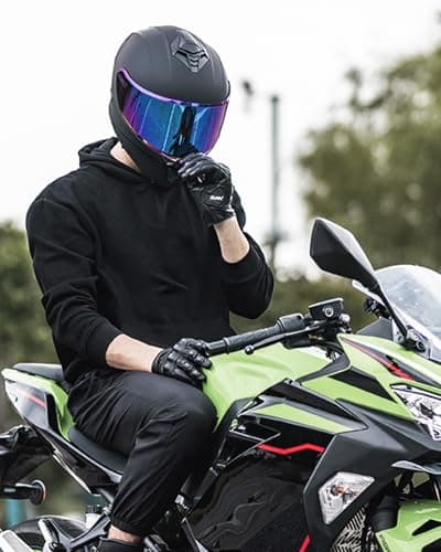 Motorcycle Helmets for Adult Men Women, Full Face Lightweight Street Bike Racing DOT Helmet with Extra Clear Visor Model AU-T801