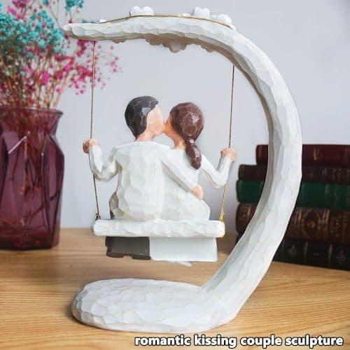 jinhuoba Romantic Wedding Couple Figurines, Hand Painted Loving Together Sculpture, Best Valentine Marriage Anniversary Weddings Engagement Gifts for Couple Wife Women Her