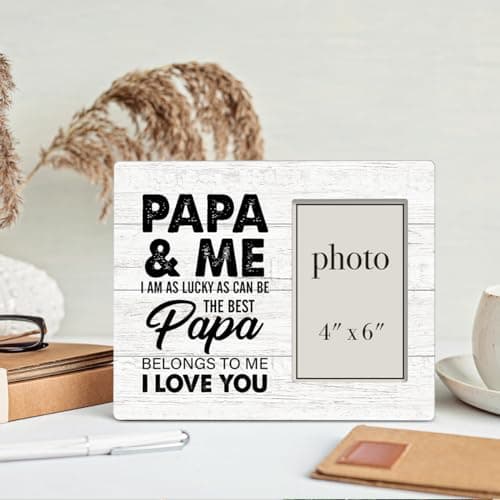 Rustic Papa and Me Wood Picture Frame 8 x 10 Inches, Wall Mount and Tabletop - 4 x 6 Inch Photo Oqtumes Papa Gift Wood Picture Frame, Gifts for Grandpa Grandad Grandfather B0CJ2SK25W