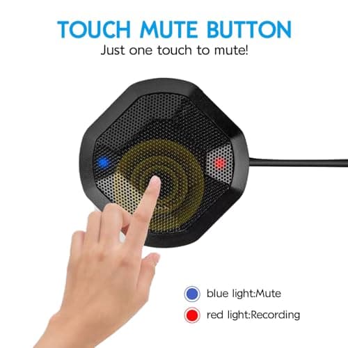 360° Conference USB Microphone for Desktop No Speaker, USB Computer PC Mic, Noise-Canceling Technology, Recording, Skype, Online Class, Court Reporter, Plug & Play, Compatible with Windows & MacOS