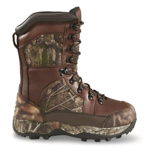 Guide Gear Leather Hunting Boots for Men Monolithic Extreme Waterproof Insulated, 2,400-gram Thinsulate Ultra