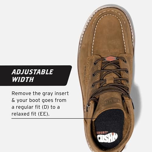 BRUNT Marin Unlined (Comp Toe) - Brown - 6" Lightweight Safety Toe Wedge Work Boot - EH Rated - Slip + Oil Resistant - Adjustable Width System