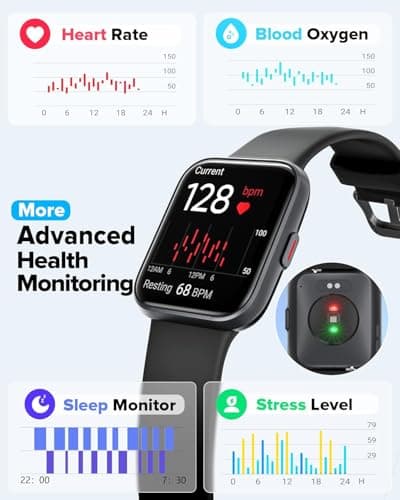 aeac Smart Watch for Men Women Android iPhone, Alexa Built-in Fitness Watch with 1.8" LCD Screen & Bluetooth Call (Make/Answer), Heart Rate/SpO2/Sleep Monitor, 100 Sports, IP68 Waterproof Smartwatch