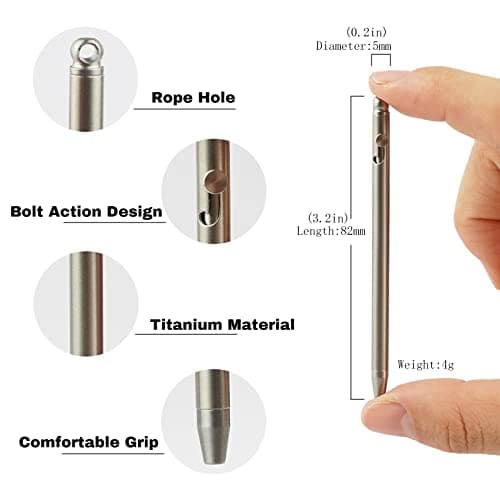 Mini Pen,Non-Toxic Titanium EDC Pen with Keychain, Compact and Stylish Small Pen(Only 82mm in Length and Comes with 2 Refill Cartridges)