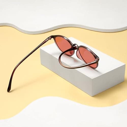BRADDELL Indoor FL-41 Rose & Outdoor FL-60 Brown Tinted Migraine Light Sensitivity Glasses for Fluorescent LED Glare, Photophobia and Concussion (MEDIUM)