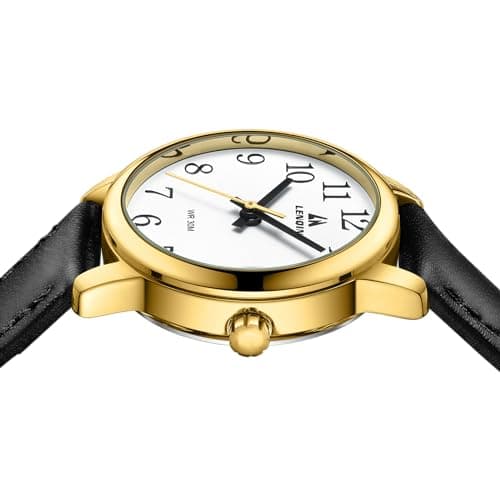 LN LENQIN Womens Watch Analog Quartz Waterproof Ladies Watches for Women Easy Read Women's Wrist Watches with Leather Strap Luminous Dial