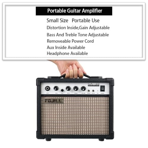 Fojill Full Size 4 Four String Electric Bass Guitar 20W Amplifier Amp Right Hand Beginner Starter Kit Set Combo Bundle Accessory Gig Bag,Strap,Picks,Capo,Noiselss Cable,Strings (Black)