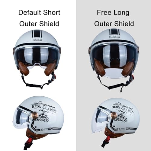 Open Face Motorcycle Helmet for Adults, DOT Approved,3/4 Retro Vespa Helmet, Dual Visors Men's and Women's Motorbike Casco for Moped Cruiser Bobber and Chopper