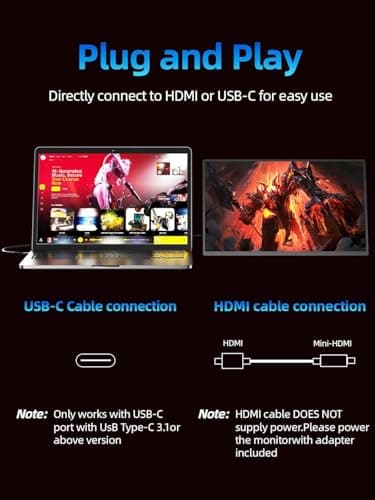 4K Portable Monitor 18.5" 3840x2160 UHD USB-C HDMI for Laptop, 1000:1, 100%sRGB, Built-in Stand & VESA Mount, 8Bit IPS Computer Gaming Display Travel Monitor for Desktop Mac Phones Tablet PS5/4 Switch