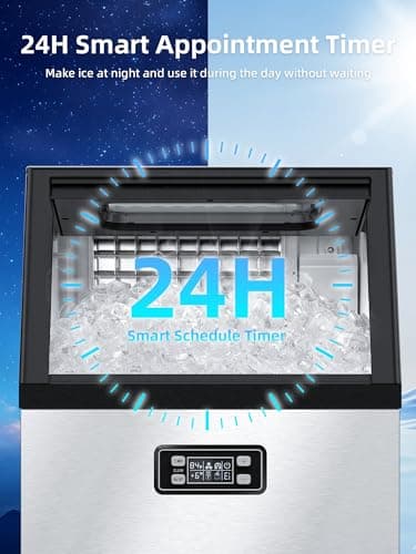 COWSAR Commercial Ice Machine, 100Lbs/24H Stainless Steel Undercounter Ice Maker with 33Lbs Storage Capacity, Self-Cleaning Freestanding Ice Machine for Home, Bar, Restaurant, Office, Outdoor