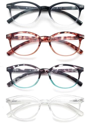 OLOMEE Blue Light Blocking Reading Glasses Women Round Readers Cute Cheaters for Small Head&Face Black/Clear/Tortoiseshell