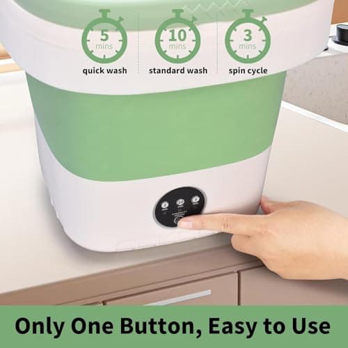 Portable Mini Washing Machine, Foldable Washer and Dryer with 3 Modes Deep Cleaning, Upgraded Small Collapsible Laundry for Hotel, Apartment, Home and Travel - Green