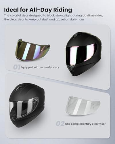 Motorcycle Helmets for Adult Men Women, Full Face Lightweight Street Bike Racing DOT Helmet with Extra Clear Visor Model AU-T801