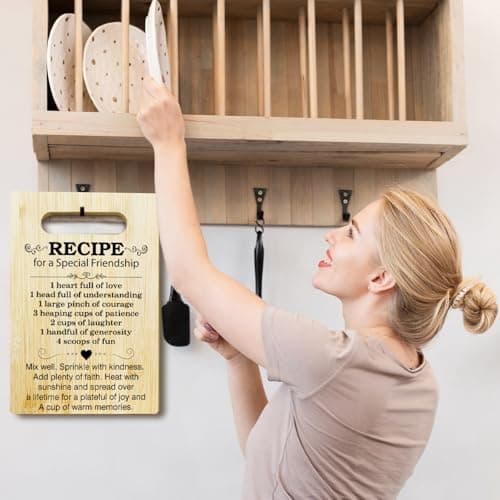 Friend Gifts Kitchen Cutting Board - Recipe For A Special Friendship, Gifts For Thanksgiving Chopping Board, Birthday Gifts For Friends Bestie, Bamboo Cutting Boards For Kitchen Cooking Restaurant