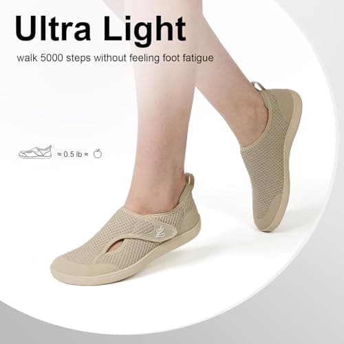 LeIsfIt Womens Wide Diabetic Shoes Adjustable Barefoot Walking Shoes Breathable Zero Drop Sneakers for Wide Width Arthritis Edema Feet