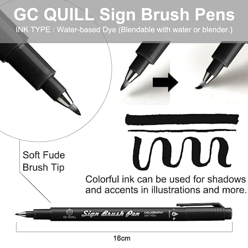 Fudenosuke Brush Pen - 16 Colors Calligraphy Brush Pens for Hand Lettering, Calligraphy, Drawing, Writing, Journaling GC-SB16